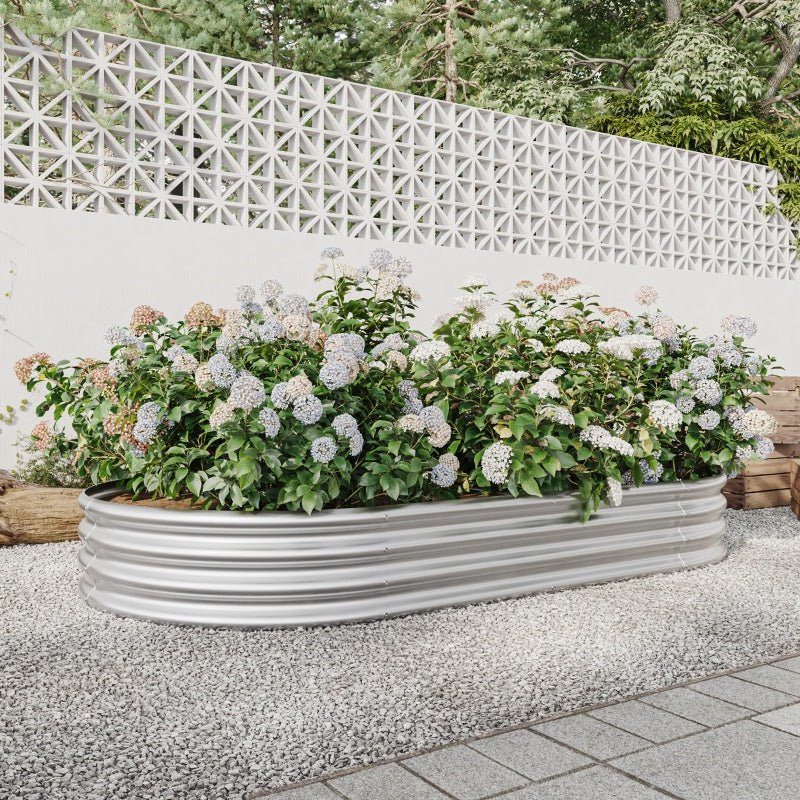 Large Oval Metal Raised Garden Bed - Silver (89" x 45") - Outdoor Home UpgradesFunctional Outdoor Problem - Solvers