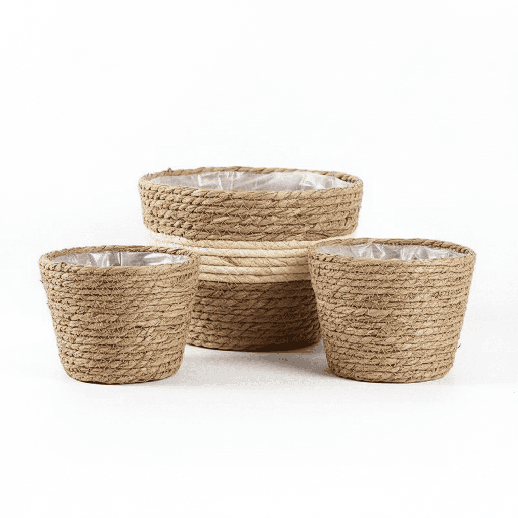 Premium Artisan Woven Grass Planter Basket (Eco - Luxe Edition) - Outdoor Home Upgrades