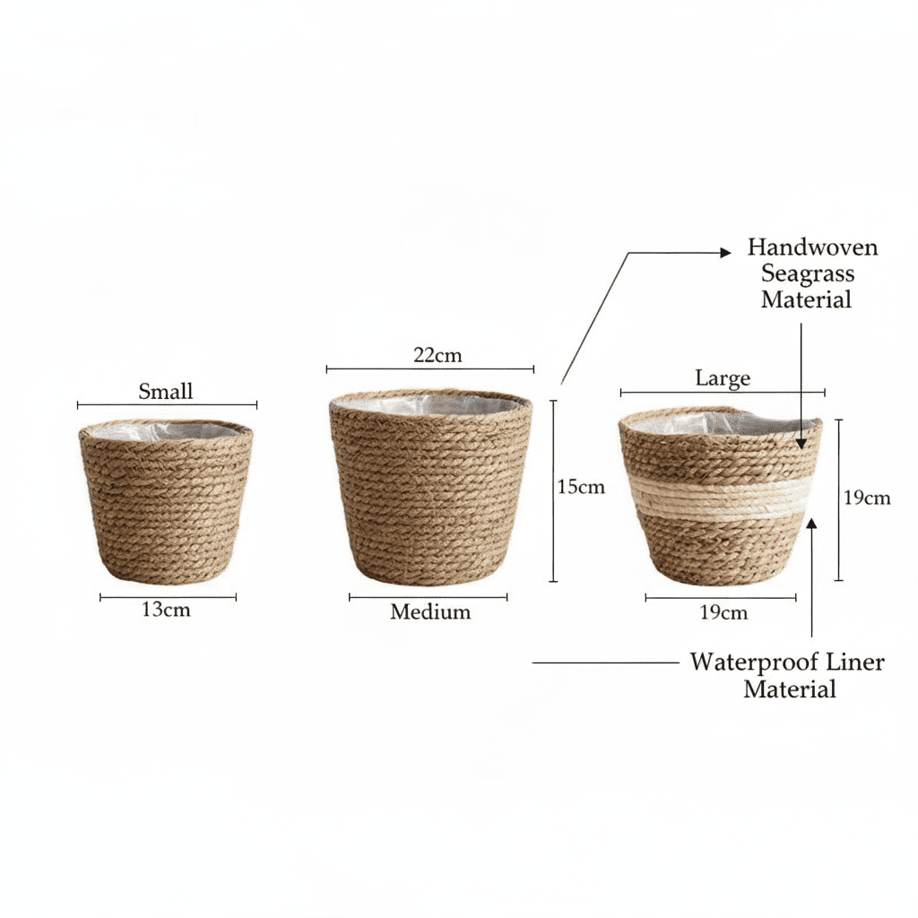 Premium Artisan Woven Grass Planter Basket (Eco - Luxe Edition) - Outdoor Home Upgrades