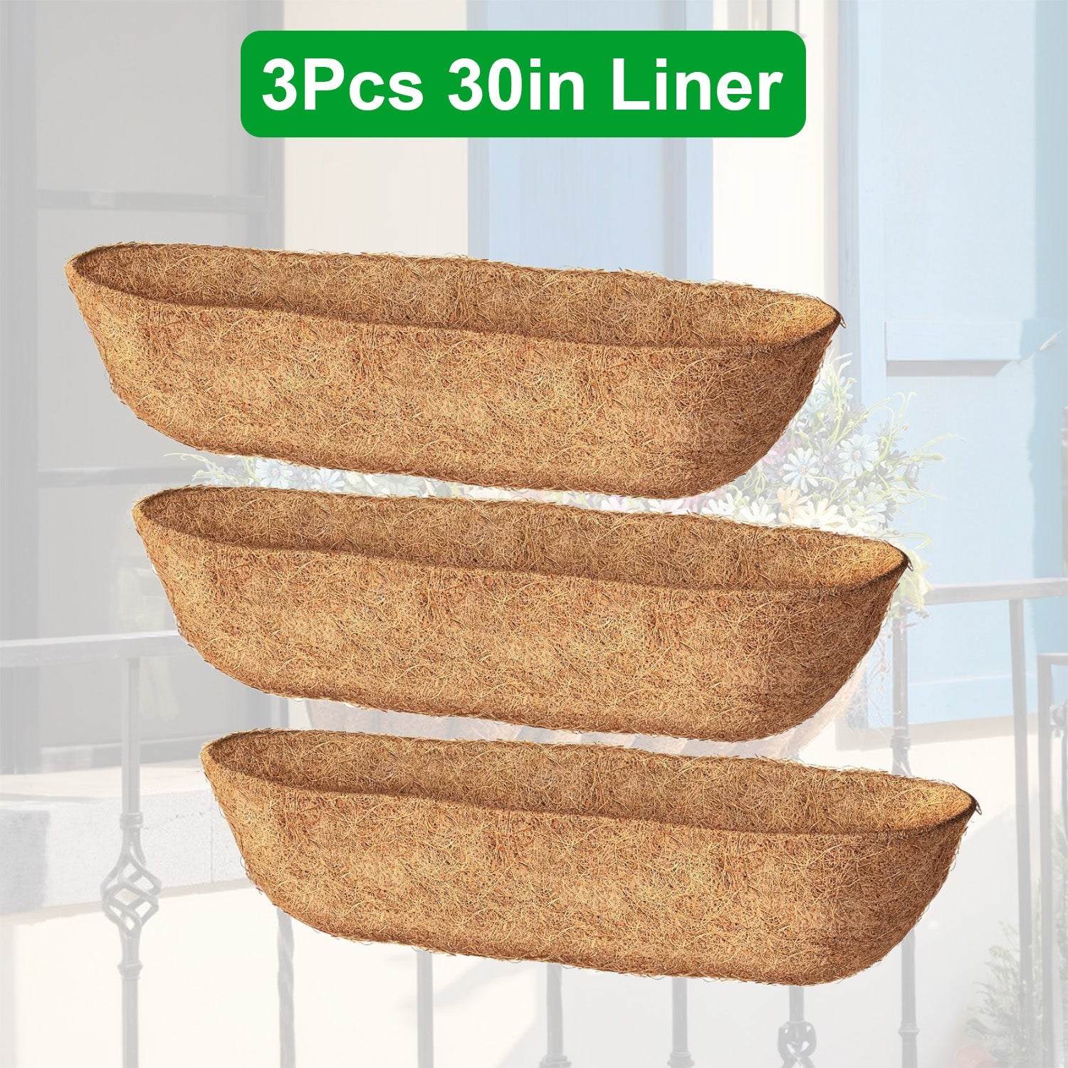 Premium Natural Coconut Coir Window Box Liners (3 - Pack) – Moisture Retaining Troughs - Outdoor Home UpgradesFunctional Outdoor Problem - Solvers