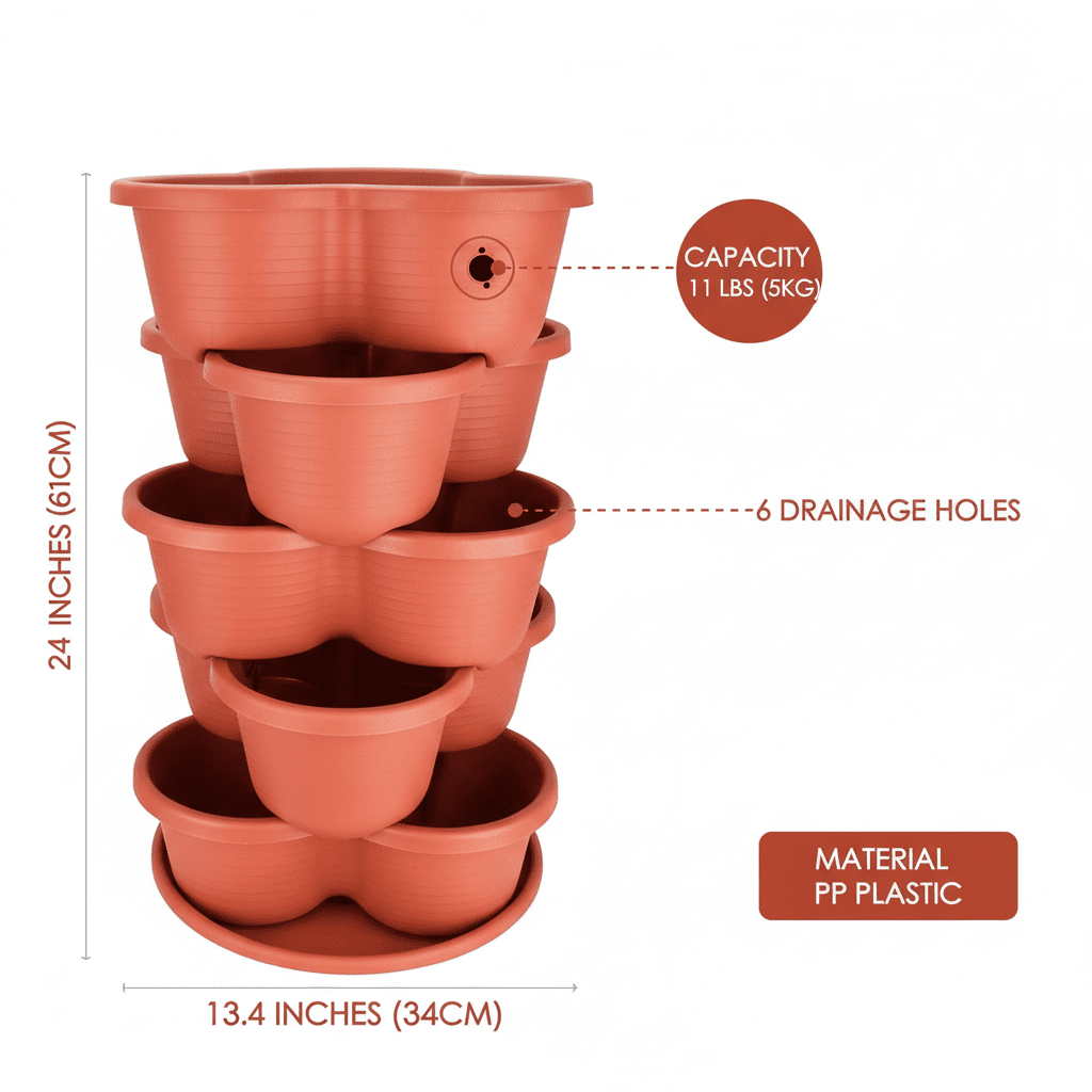 Premium Vertical Harvest Tower (Self - Watering 5 - Tier Planter) - Outdoor Home UpgradesFunctional Outdoor Problem - Solvers