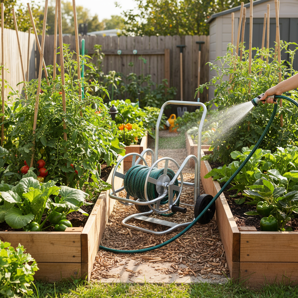 Professional Series Heavy - Duty Steel Garden Hose Reel Cart with All - Terrain Wheels (Holds 200ft) - Outdoor Home UpgradesFunctional Outdoor Problem - Solvers