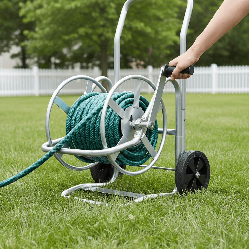 Professional Series Heavy - Duty Steel Garden Hose Reel Cart with All - Terrain Wheels (Holds 200ft) - Outdoor Home UpgradesFunctional Outdoor Problem - Solvers
