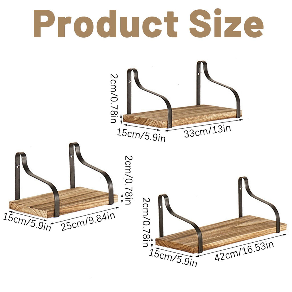 Artisan Industrial Floating Shelf Set (3 Pack) - Wood & Iron - Outdoor Home UpgradesFunctional Outdoor Problem-Solvers
