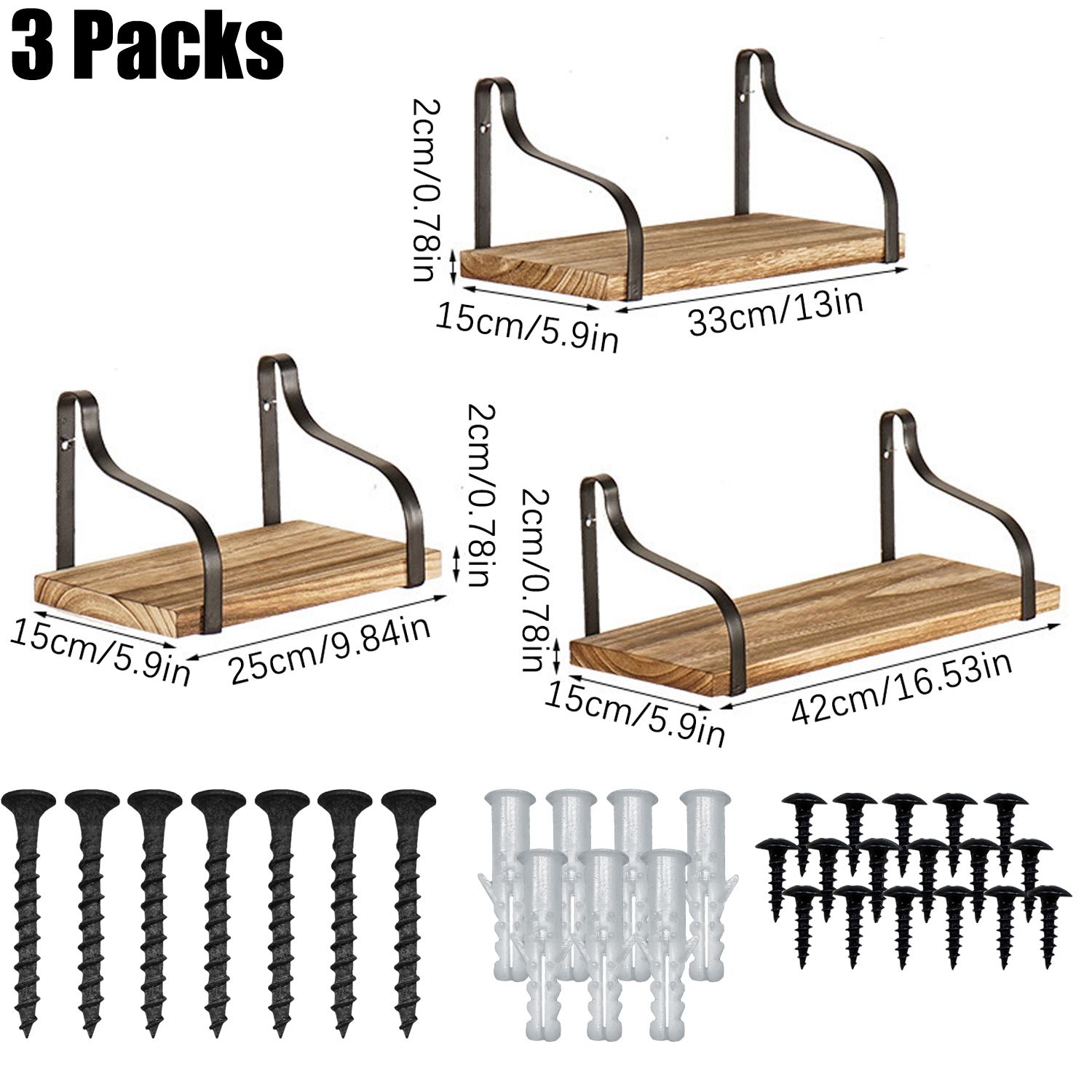 Artisan Industrial Floating Shelf Set (3 Pack) - Wood & Iron - Outdoor Home UpgradesFunctional Outdoor Problem-Solvers