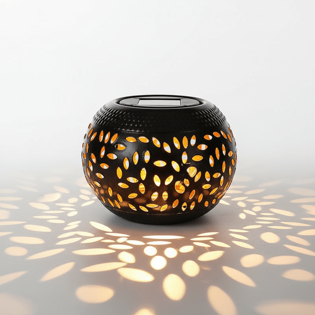 Solar Iron Art Hollow Lantern – Decorative Garden Clay Pot Light - Outdoor Home Upgrades