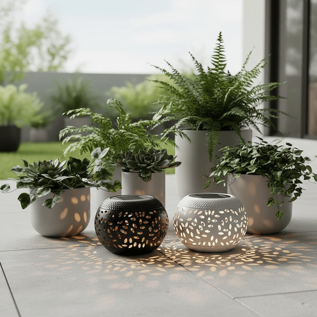 Solar Iron Art Hollow Lantern – Decorative Garden Clay Pot Light - Outdoor Home Upgrades