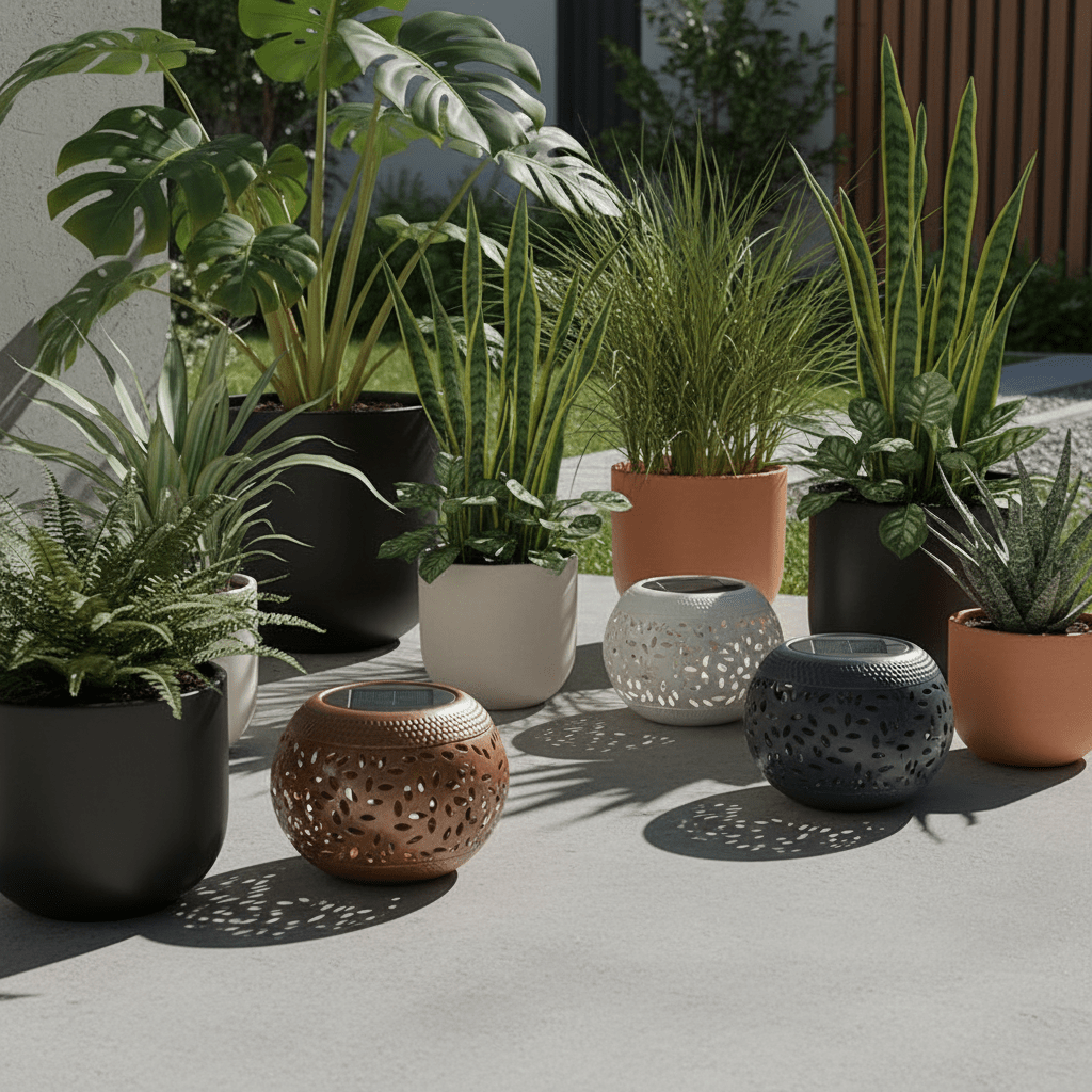 Solar Iron Art Hollow Lantern – Decorative Garden Clay Pot Light - Outdoor Home Upgrades