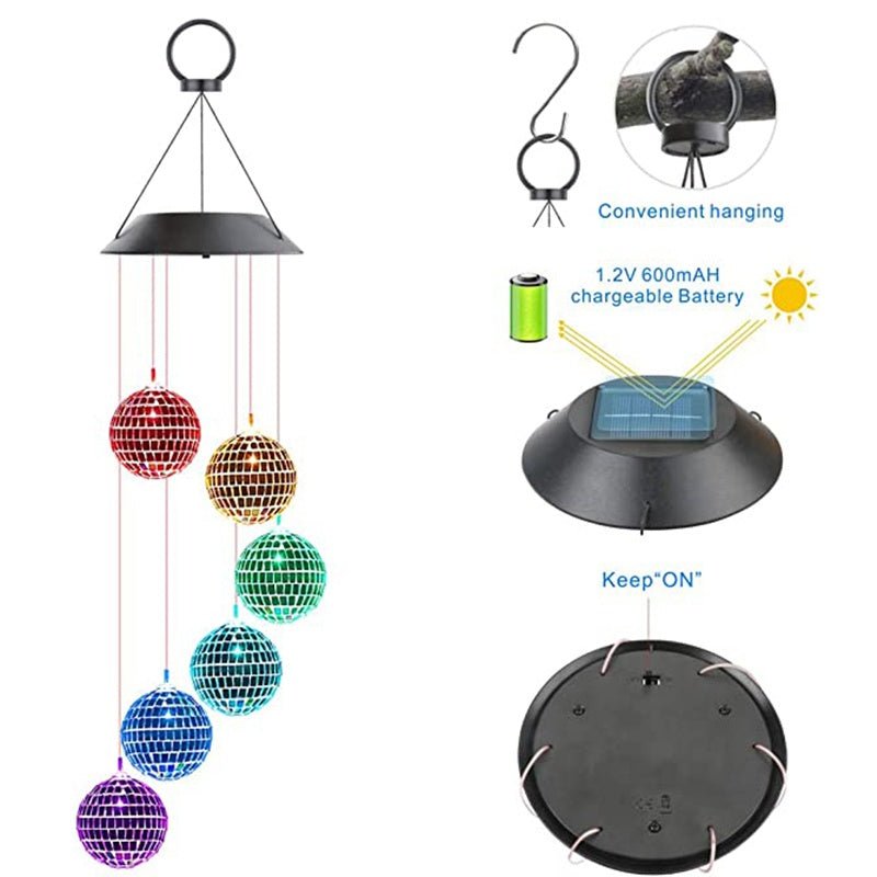 Solar LED Crystal Ball Wind Chime – Color - Changing Hanging Outdoor Light - Outdoor Home UpgradesFunctional Outdoor Problem - Solvers