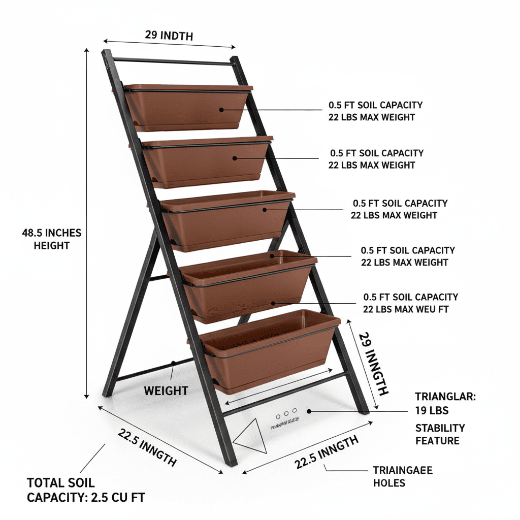 Space - Saving 5 - Tier Vertical Garden Planter with Smart Cascading Drainage (4ft Tall) - Outdoor Home UpgradesFunctional Outdoor Problem - Solvers