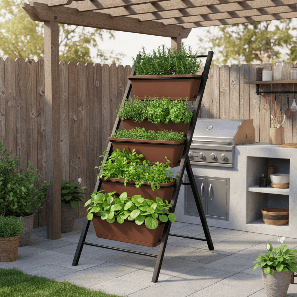 Space - Saving 5 - Tier Vertical Garden Planter with Smart Cascading Drainage (4ft Tall) - Outdoor Home UpgradesFunctional Outdoor Problem - Solvers