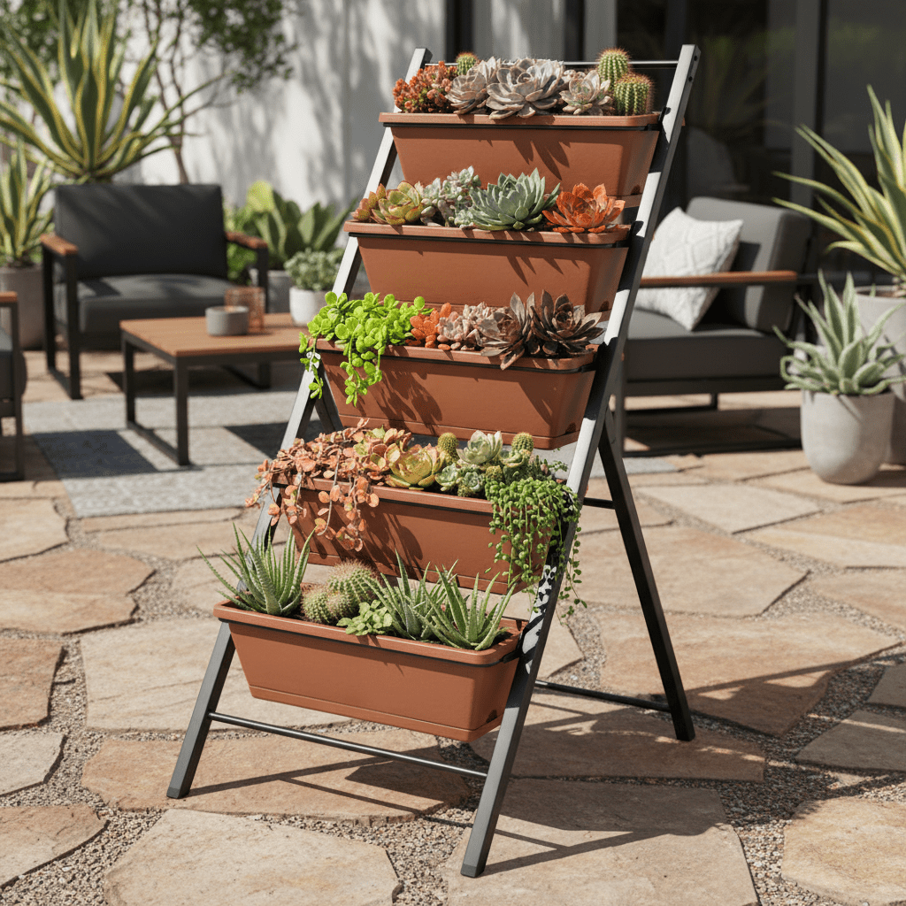 Space - Saving 5 - Tier Vertical Garden Planter with Smart Cascading Drainage (4ft Tall) - Outdoor Home UpgradesFunctional Outdoor Problem - Solvers