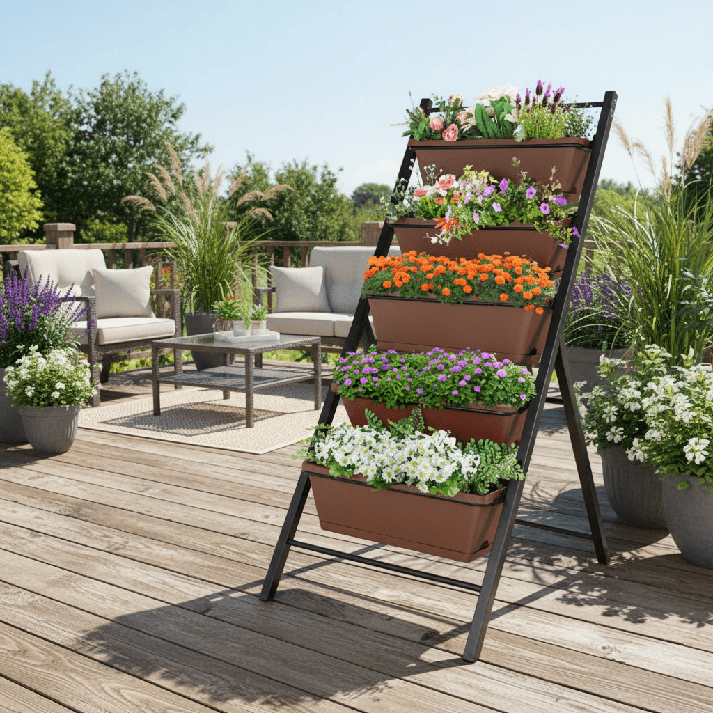 Space - Saving 5 - Tier Vertical Garden Planter with Smart Cascading Drainage (4ft Tall) - Outdoor Home UpgradesFunctional Outdoor Problem - Solvers