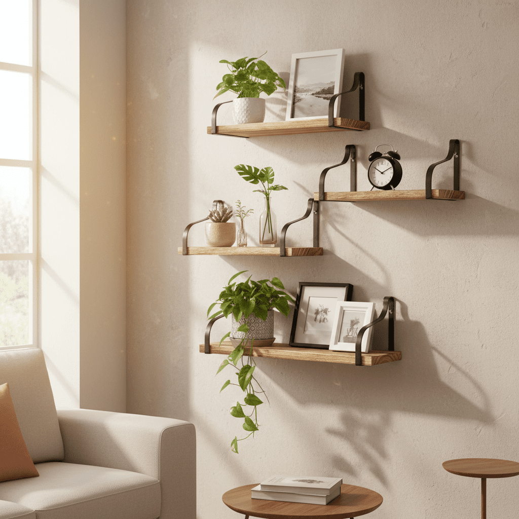 Artisan Industrial Floating Shelf Set (3 Pack) - Wood & Iron - Outdoor Home UpgradesFunctional Outdoor Problem-Solvers